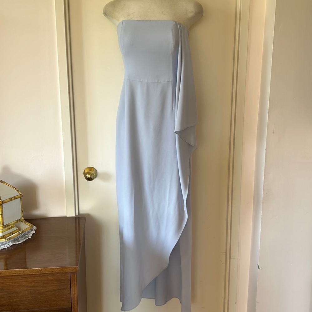 Halston Heritage Baby Blue Sleeveless Column Gown Sz 10 EUC